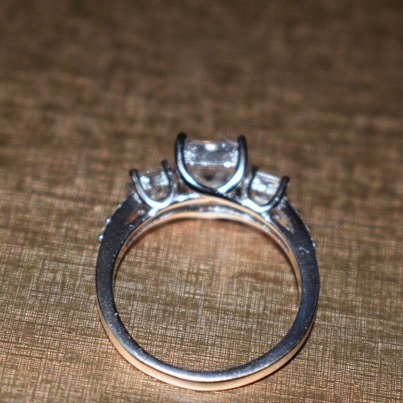 Princess Cut & Round Sterling Silver Ring - Picture 4 of 5
